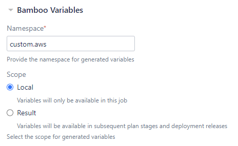 Bamboo variable namespace/scope settings